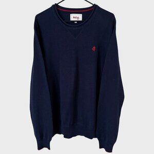 Stafford Prep Long-Sleeve Crewneck Sweater Blue Men's Large 100% Cotton Knit